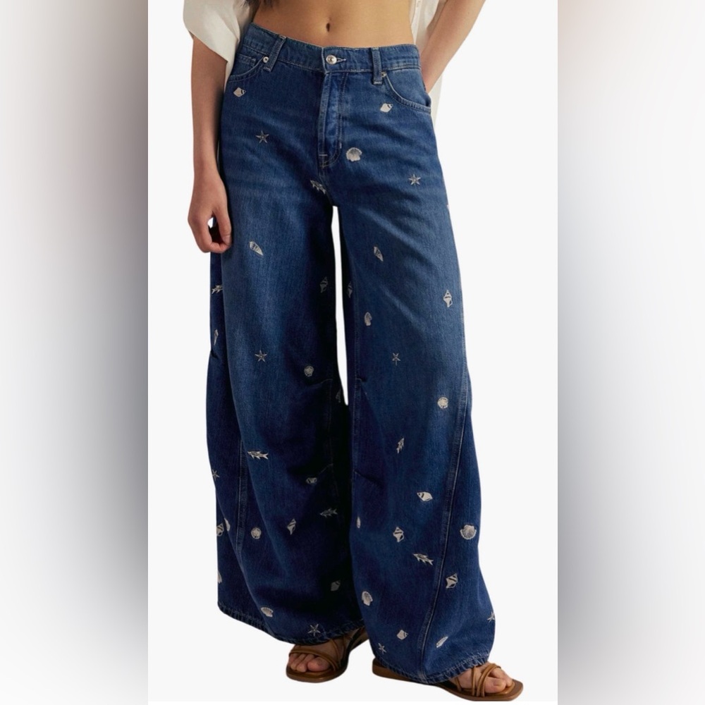 We The Free Free People Westward Demi Jean Embroidered Under the Sea Jeans